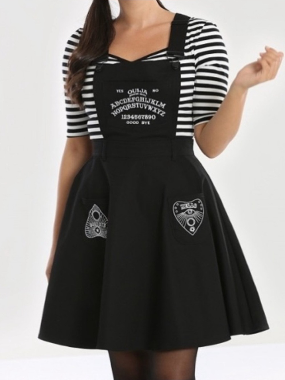 Hell Bunny Samara Pinafore Ouija Board Overall Goth Dress size XL